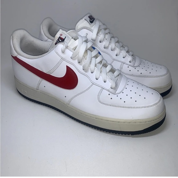 Nike Air Force 1 low Men’s Size 12 (CT2816-100) Red And Blue Swoosh - Picture 1 of 8